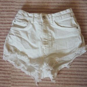 Zara white Frayed Jean Shorts